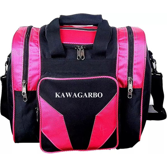 Bowling Bag for Single Ball - Tote with Large, Black/Pink - Picture 1 of 5